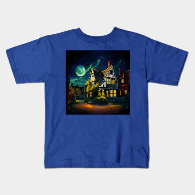 Starry Night Over Godric's Hollow Kids T-Shirt by Grassroots Green